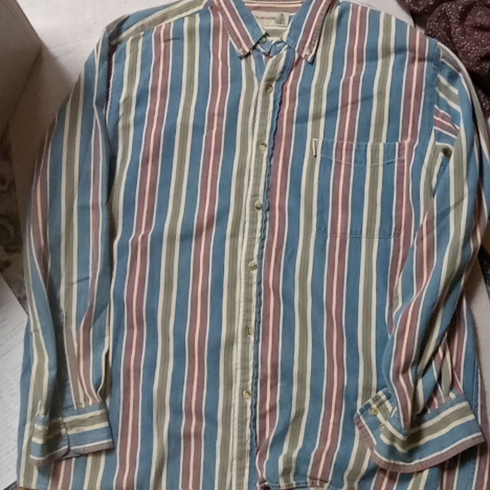 Field master extra large striped men's long sleeve shirt